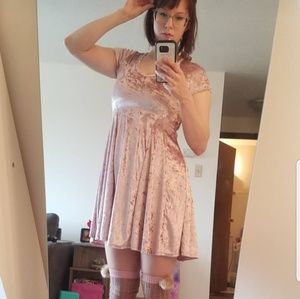 Pink velvet dress